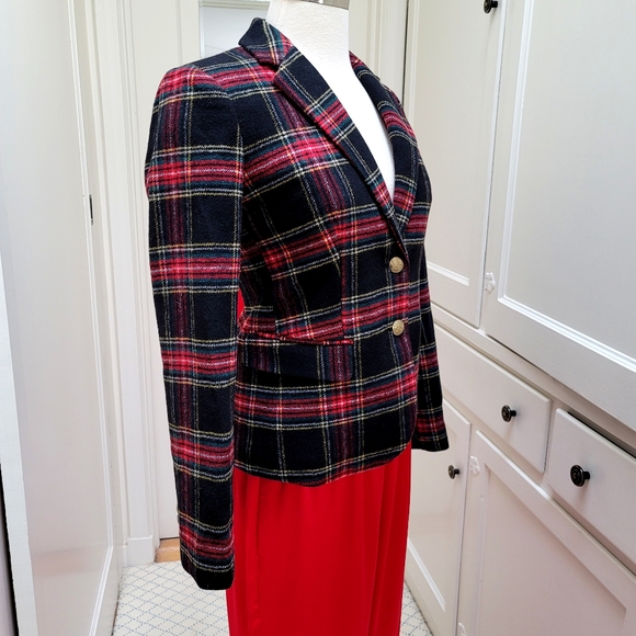 New J.Crew Wool-blend schoolboy blazer Black Tartan Plaid - Picture 8 of 12